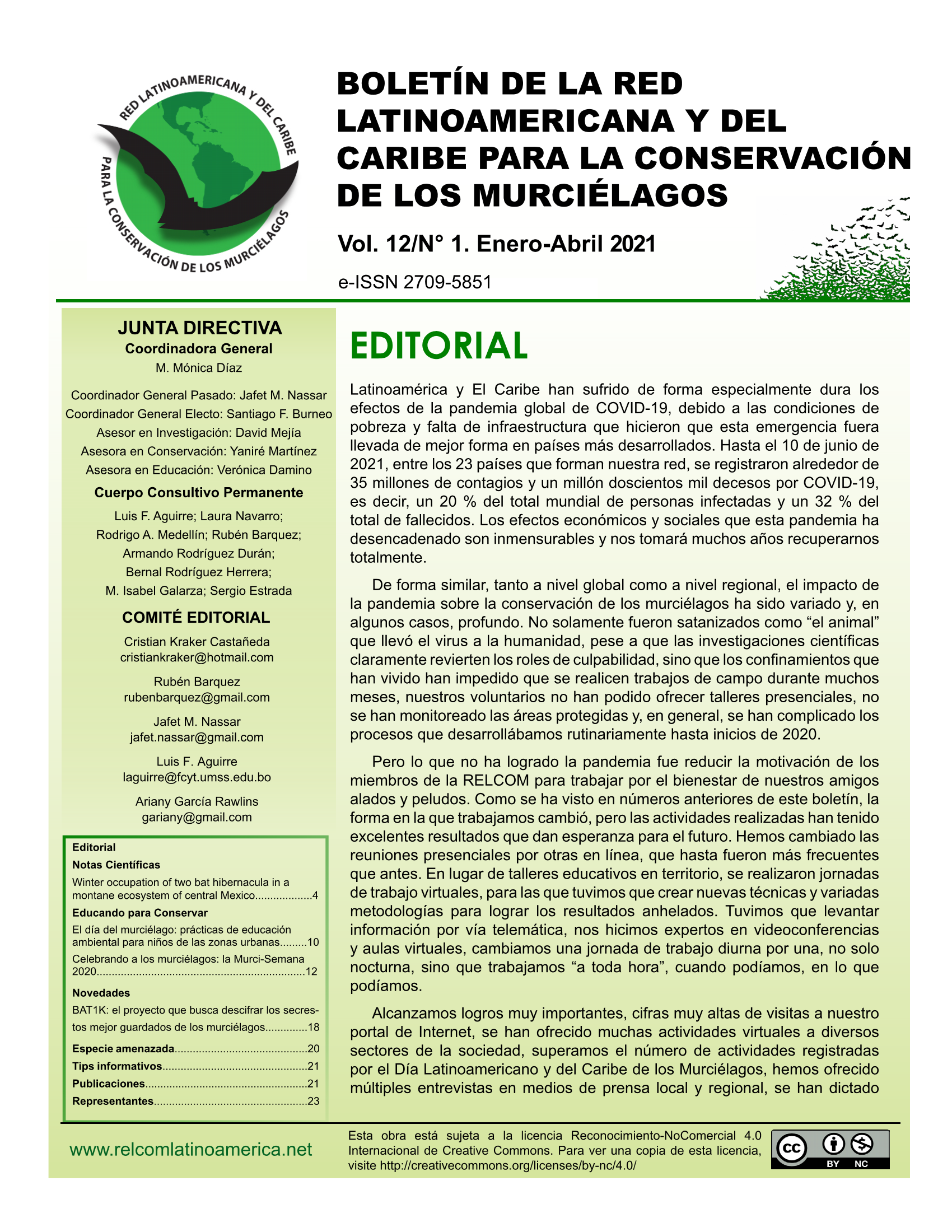 RELCOM's Latest Newsletter (Spanish  and English) Vol. 12/N°1. Enero-Abril 2021